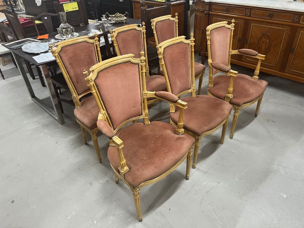 Set of 2 armchairs & 4 velvet chairs