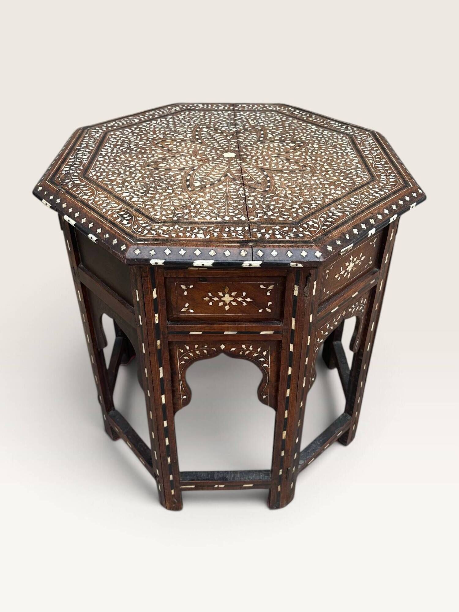 Hoshiarpur octagonal side table, rosewood, mother-of-pearl and bone, 1880