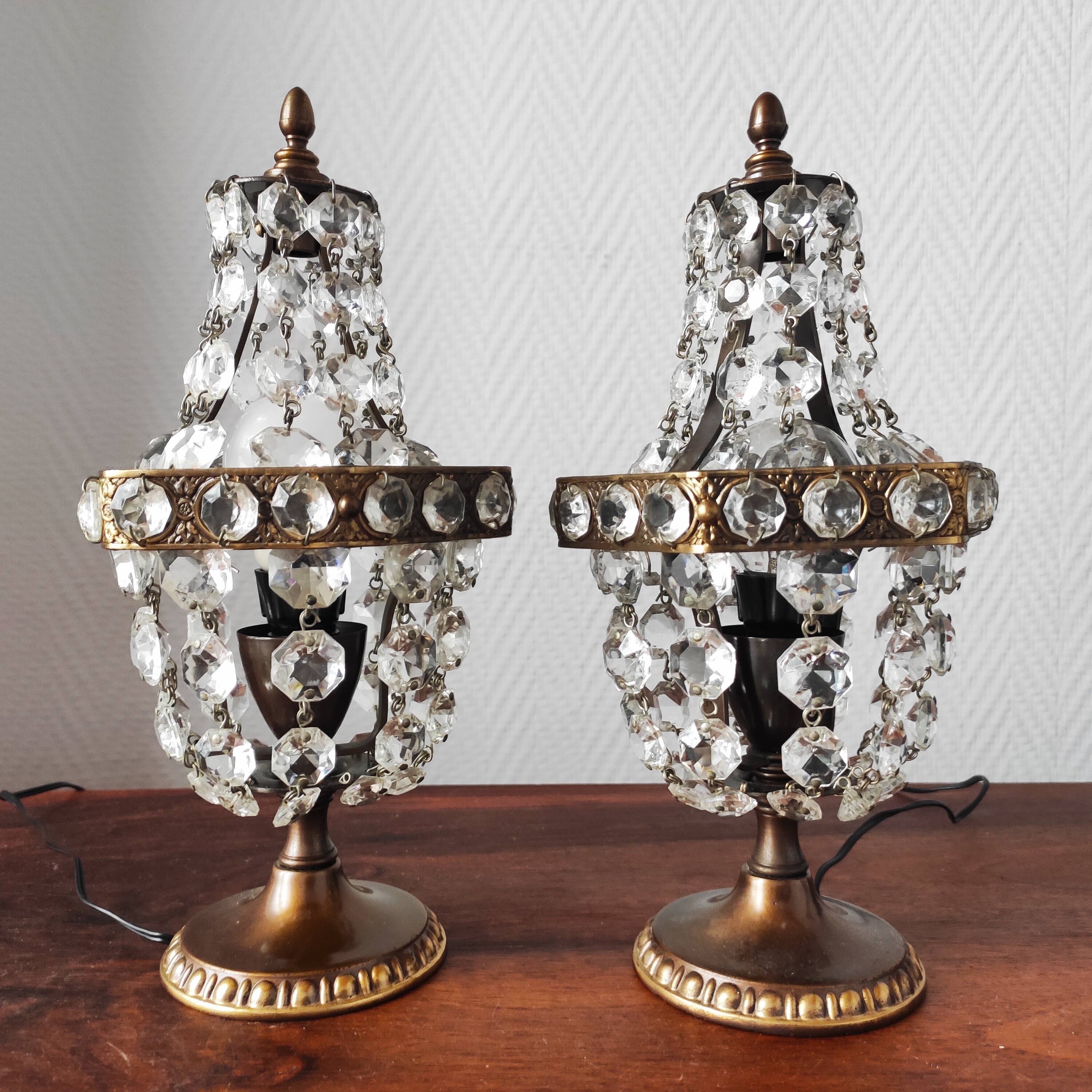 Paire de lampes montgolfière à pampilles