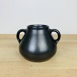 Black ceramic pot-bellied vase from the 50s