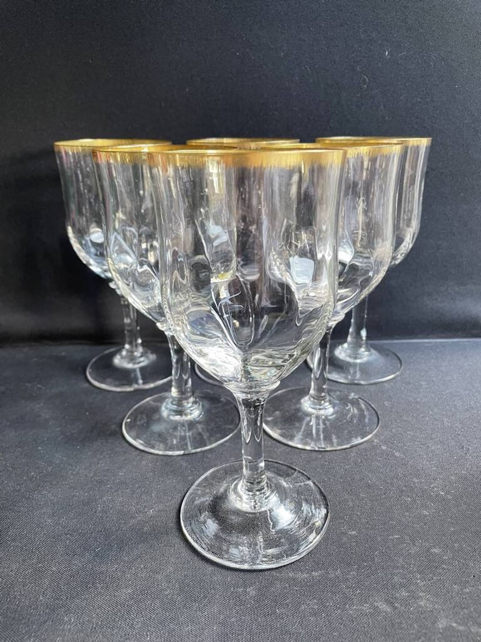 6 Daum water glasses with gold putoises