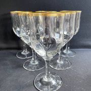 6 Daum water glasses with gold putoises