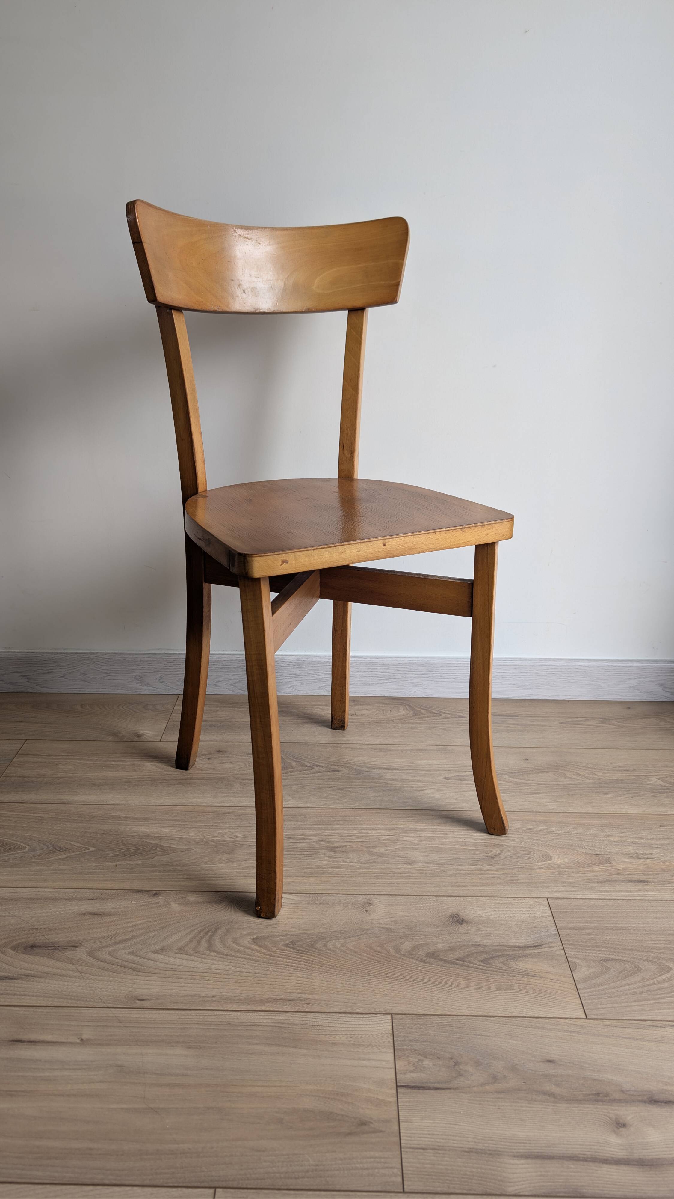 Vintage bistro chair in patinated blonde beech