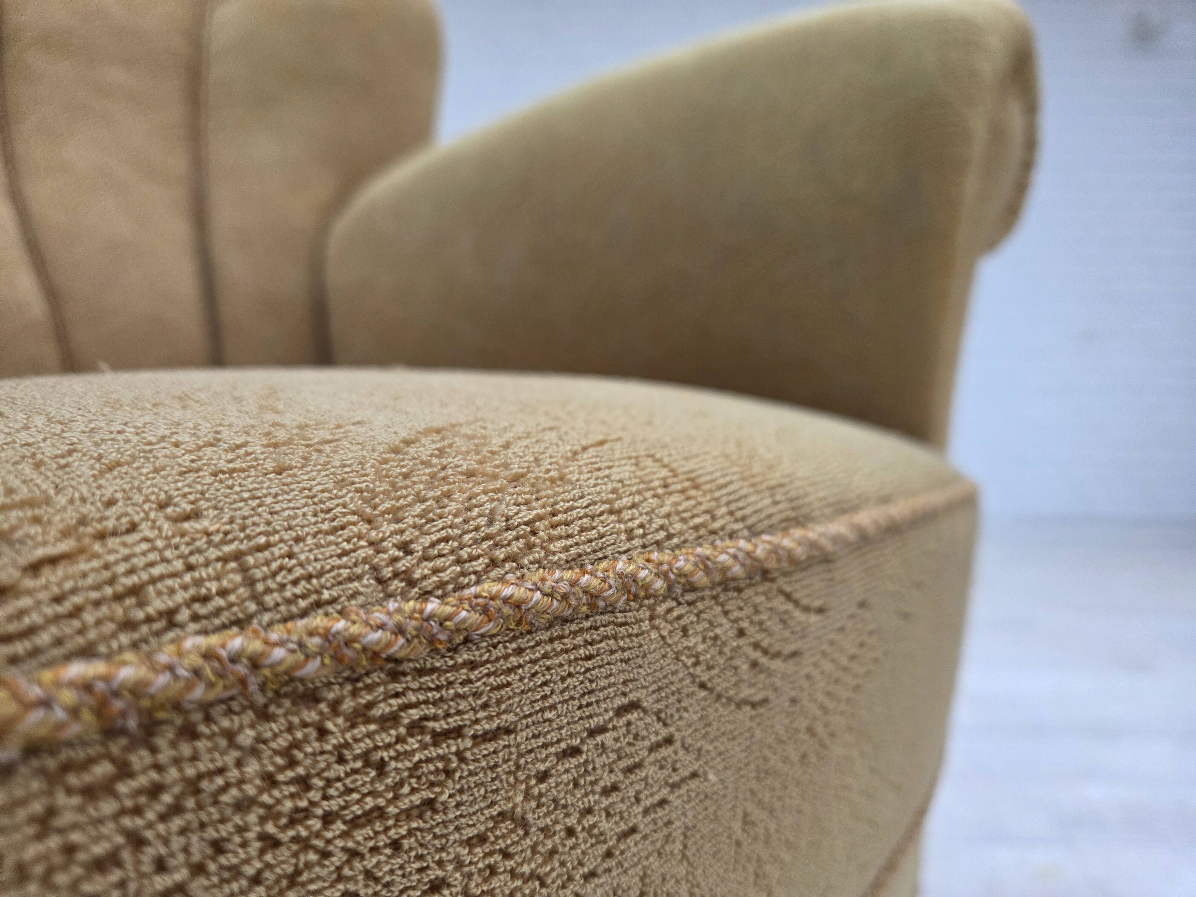 1960s, Danish relax chair, original light green furniture wool.