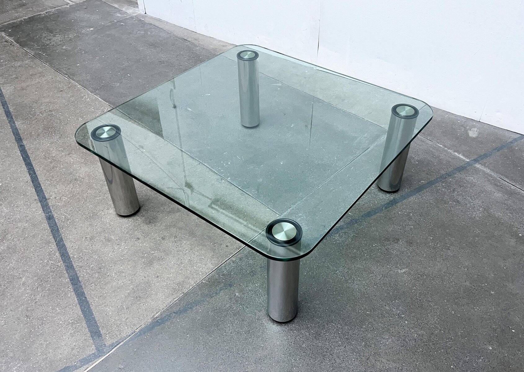 Table basse postmoderne Marcuso en verre par Marco Zanuso pour Zanotta, années 1960