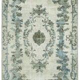 Handwoven overdyed oriental 1970s 185 cm x 295 cm blue carpet