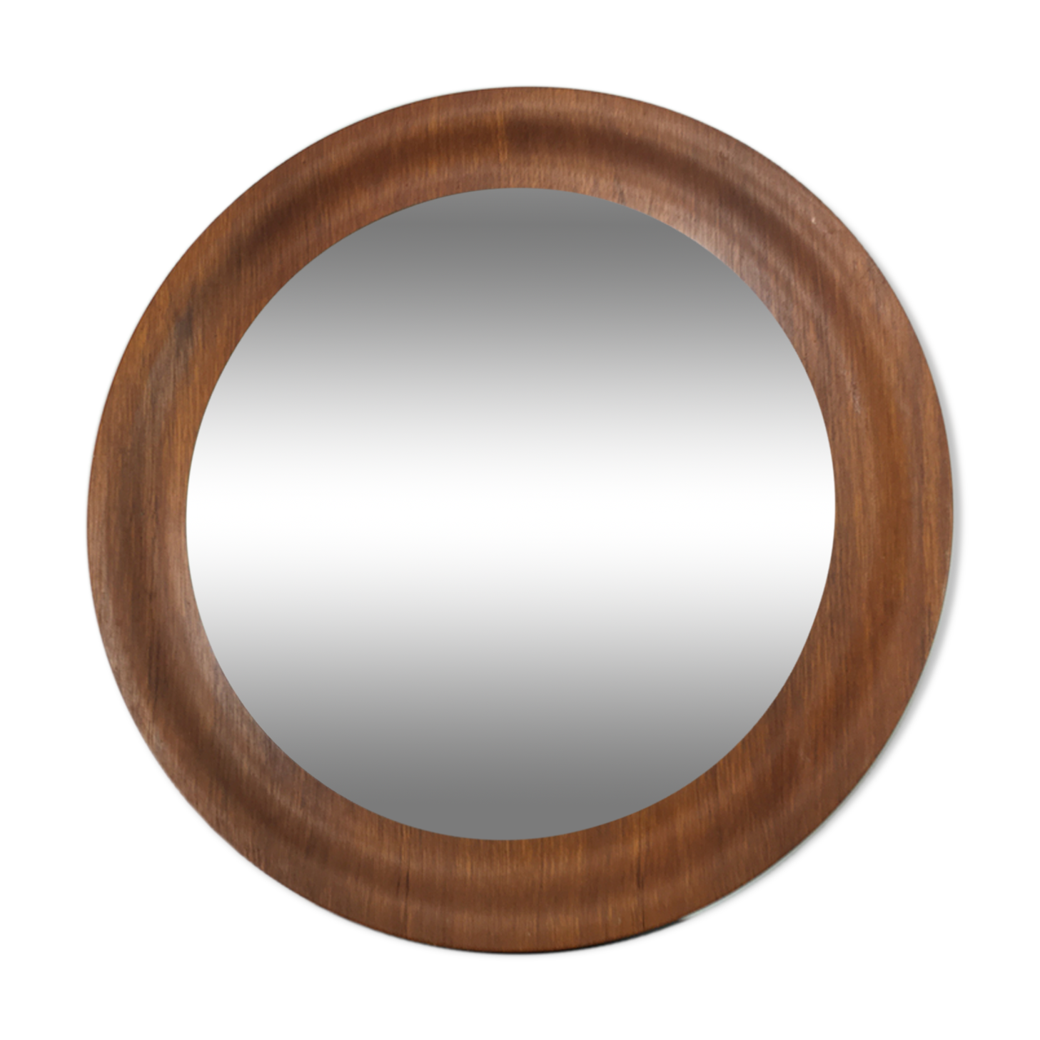 Mirror scandinavian teak 45 cm, round, 60s