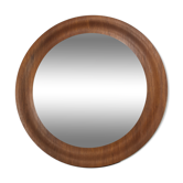 Miroir teck scandinave 45 cm, rond, années 60