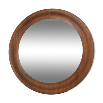 Mirror scandinavian teak 45 cm, round, 60s