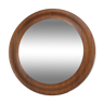 Mirror scandinavian teak 45 cm, round, 60s