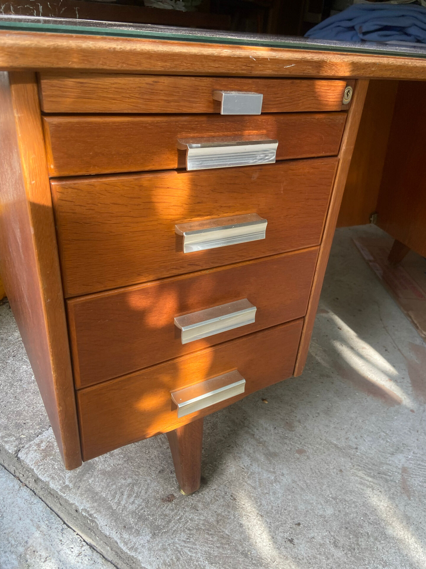 1950s executive desk with glass protection