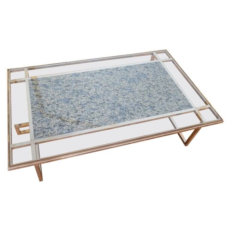 Marble and glass coffee table, Italy 1970s