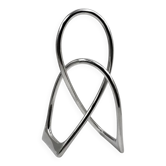 Objet d'art sculptural chromé, forme abstraite moderniste en métal, accent de design contemporain, décoration d'intérieur brutaliste