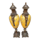 Paire de grands vases couverts - 60cm - faïence jaune