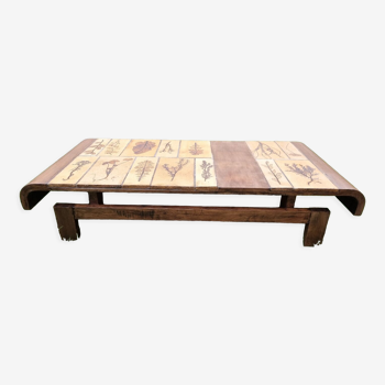 Ceramic and wood coffee table by Roger capron