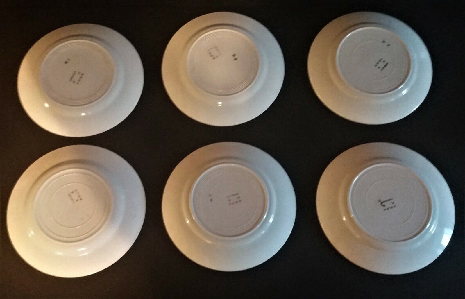 Series of six flat earthenware plates P.B. Rochechouart Limoges model Anna