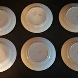 Série de six assiettes plates en faïence P.B. Rochechouart Limoges modèle Anna