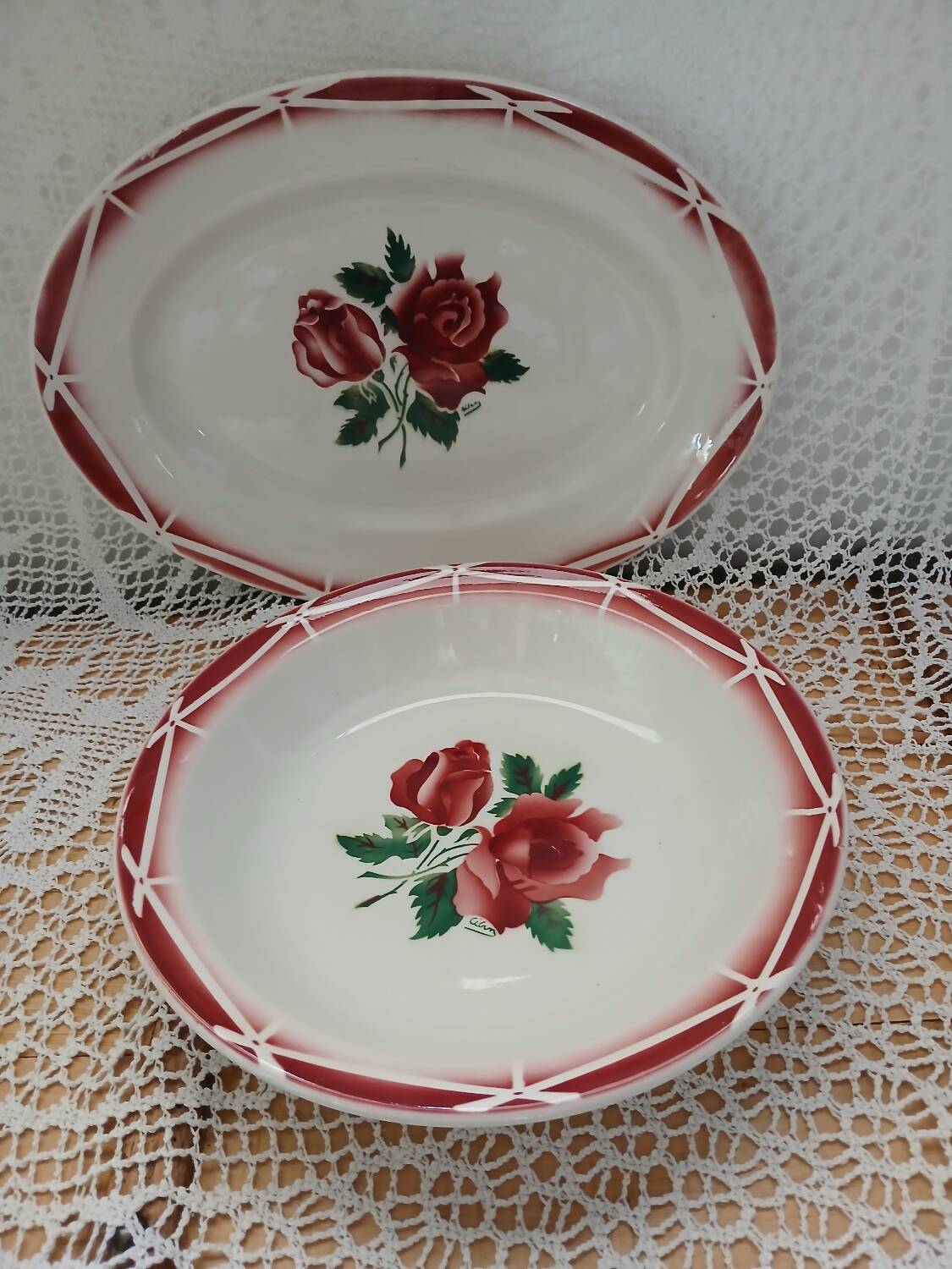 2 old dishes Digoin and Sarreguemines