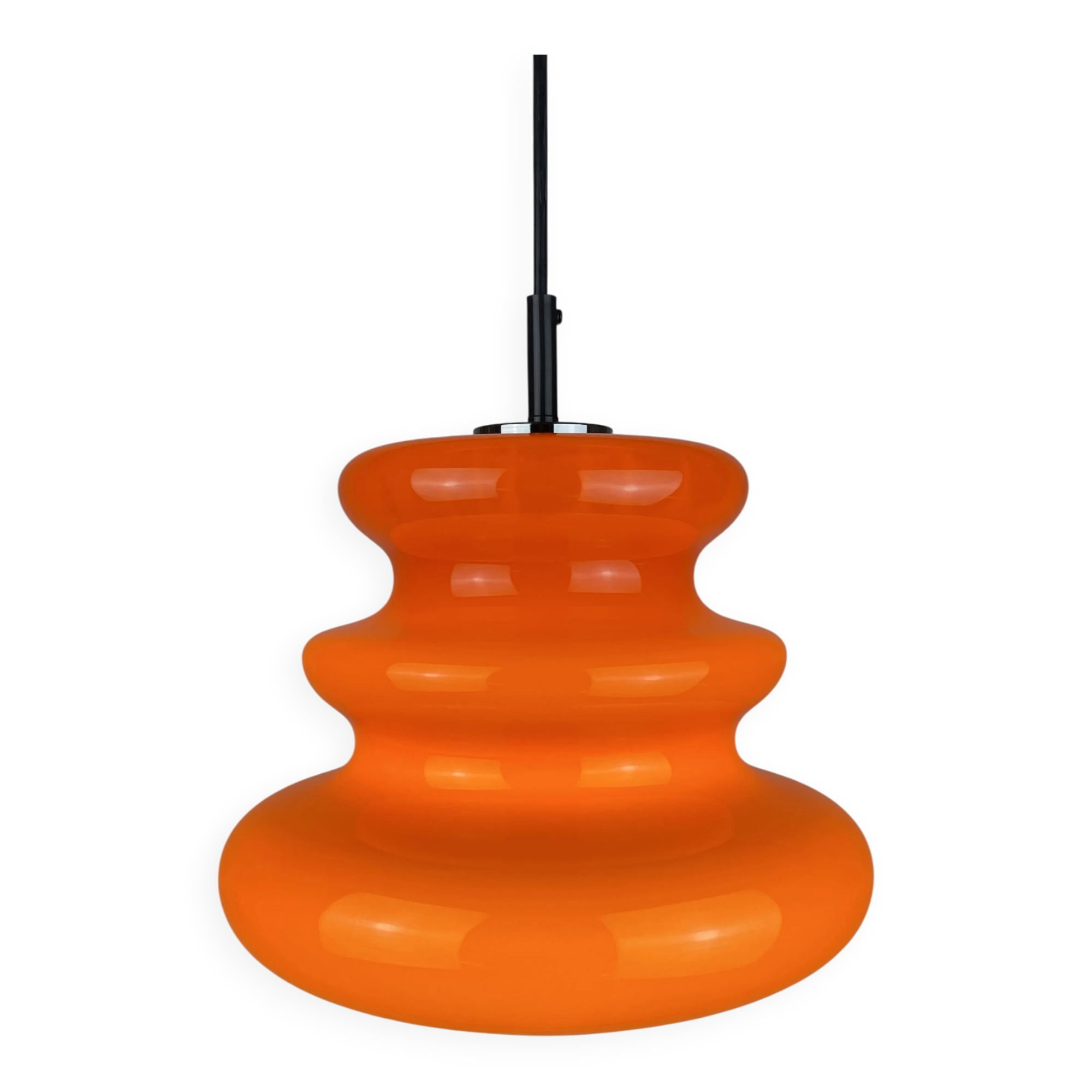 Bright orange glass pendant light AH 1 by Peill and Putzler 1960