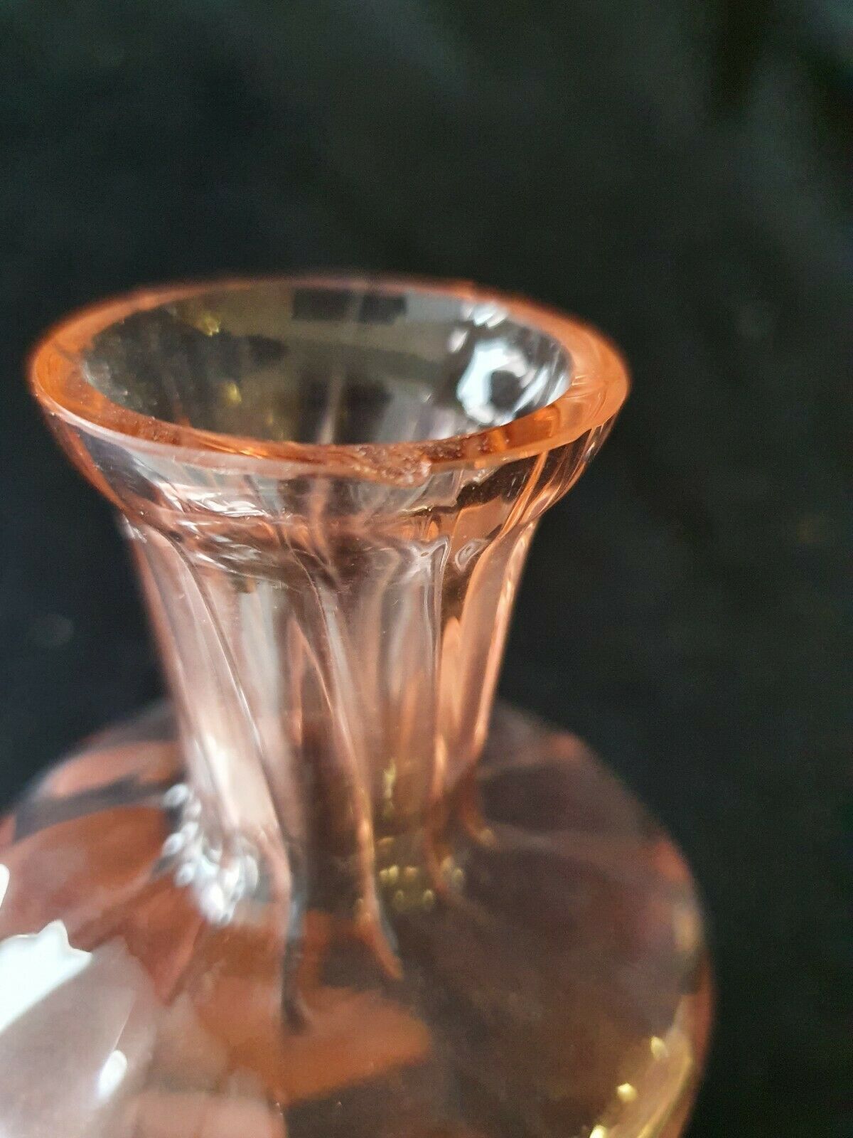 Vintage salmon pink mold glass carafe
