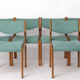 Set of 6 Vintage Beech Dining Chairs Germany 1970s Mid Century Modern