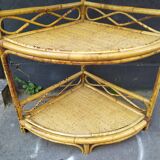 Vintage rattan corner shelf