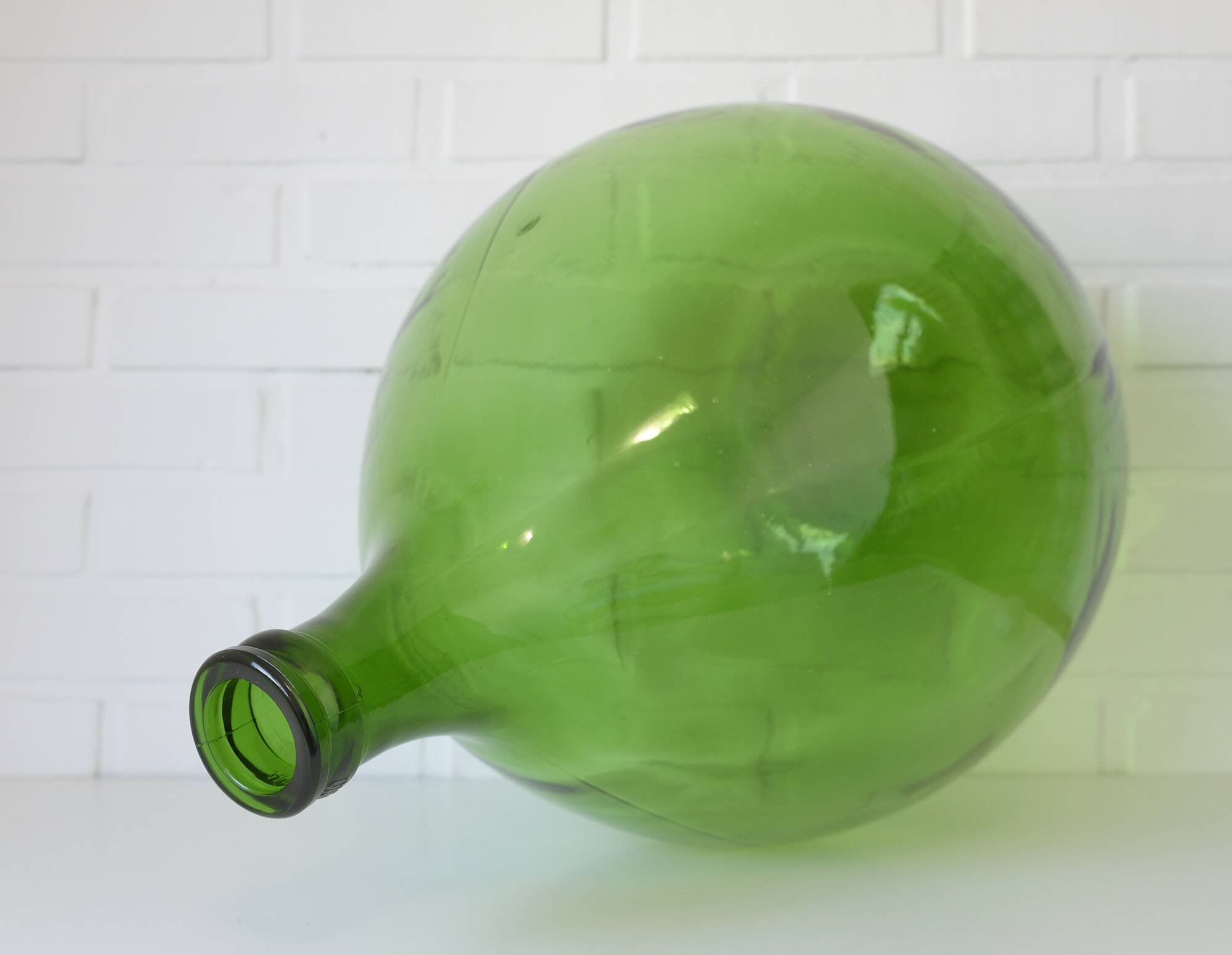XXL demijohn / vintage clear green bottle / hand blown glass / floor vase