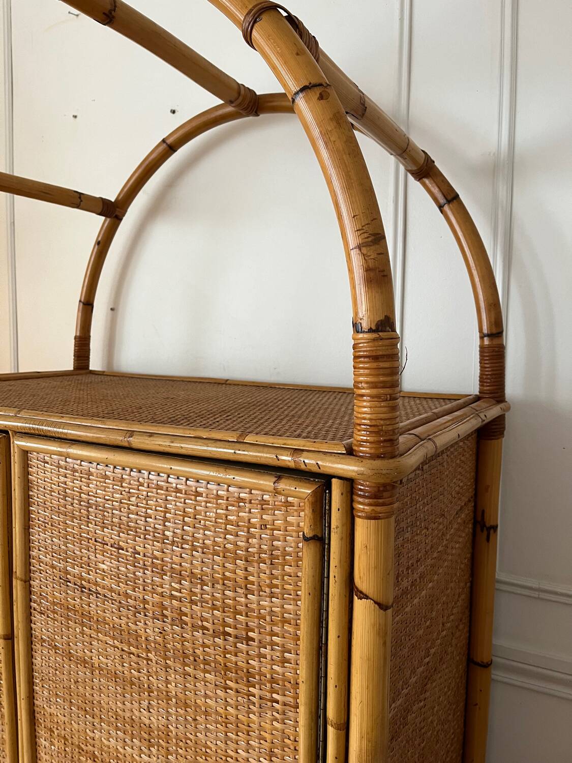 Vintage rattan wardrobe