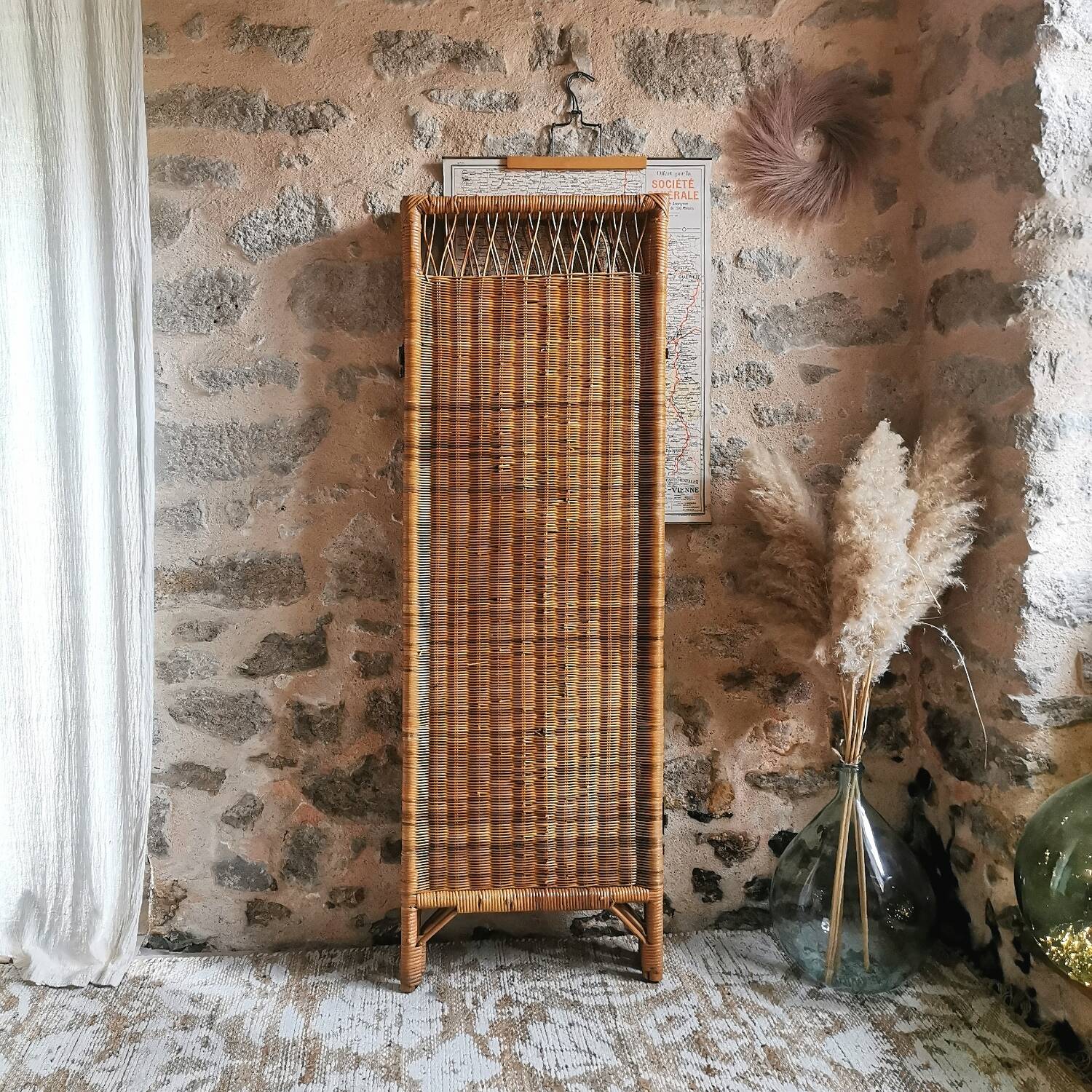 Vintage rattan and wicker room divider