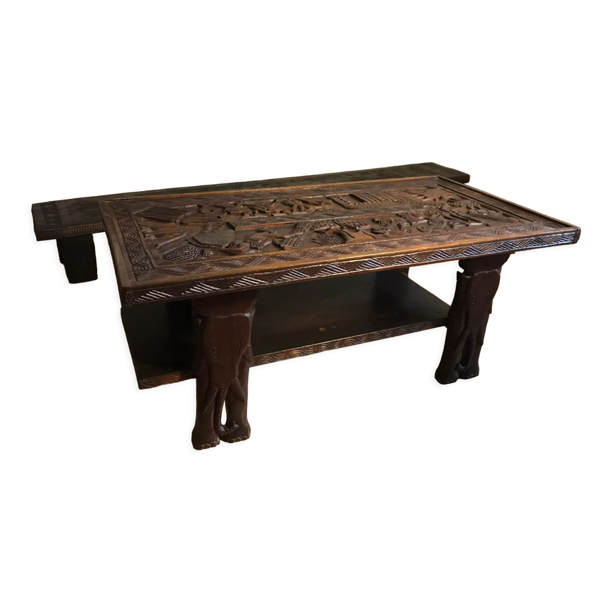 Carved Senegalese coffee table