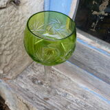 Ancien verre en cristal Saint Louis Roemer taillé vert Absinthe