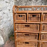 Vintage rattan chest of drawers