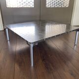 Table basse vintage et moderniste Rolf Benz en marbre et acier