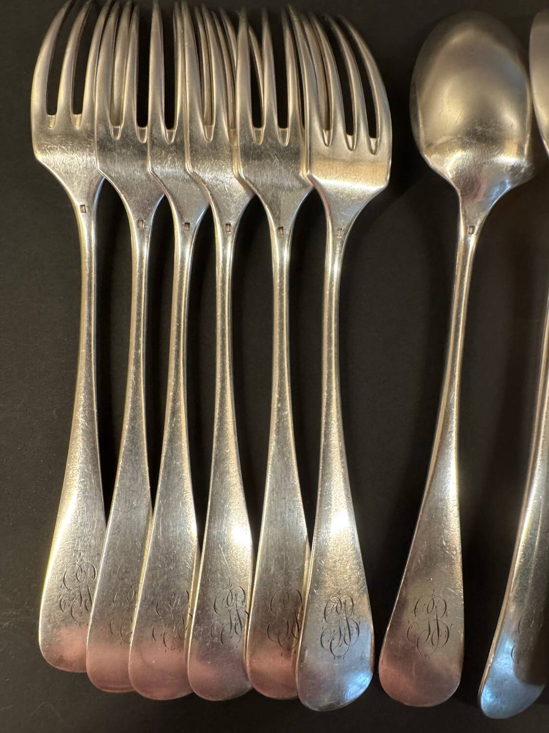 Set of 12 silver-plated cutlery sets, circa 1888