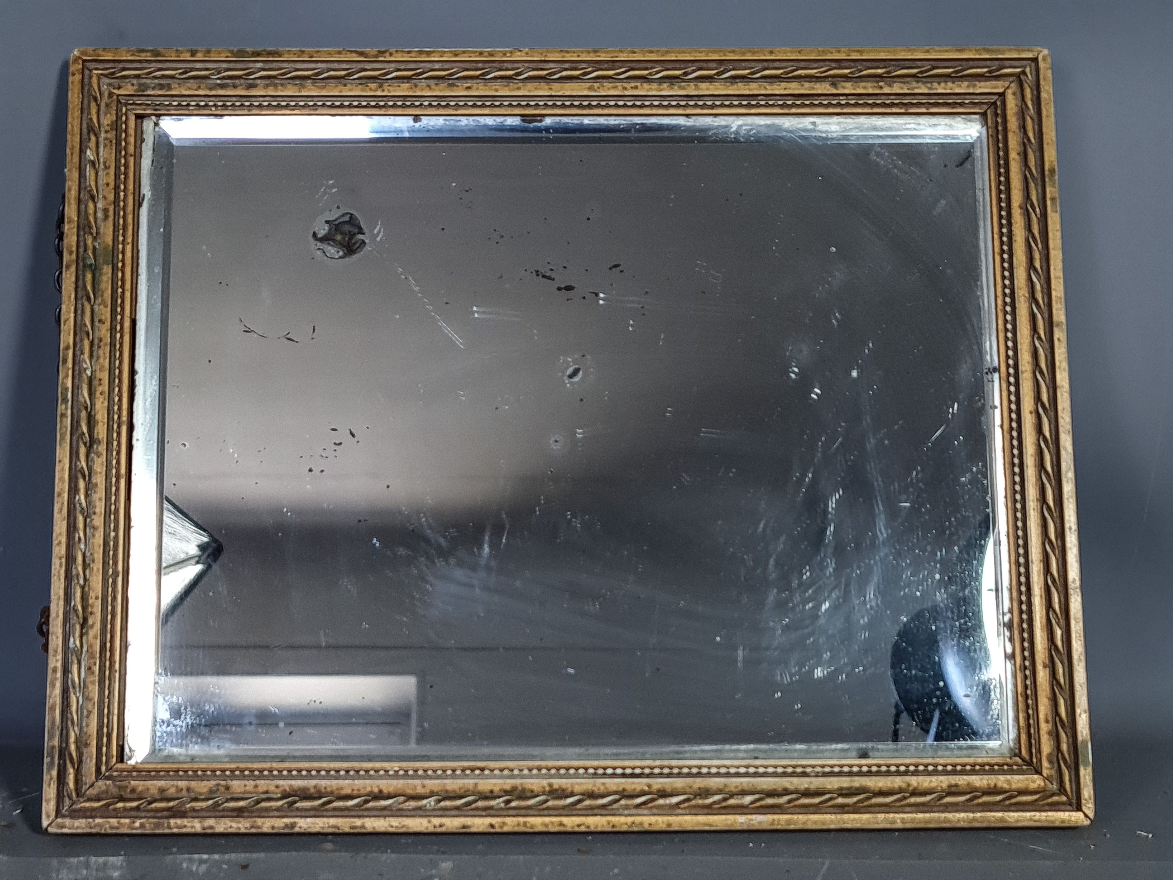 Old mirror style Louis XVI stucco wood, beveled ice 27x21 cm Good condition SB