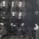 Framed black and white photograph of an urban scene by Rosine Nucimovici, 52x42 cm.