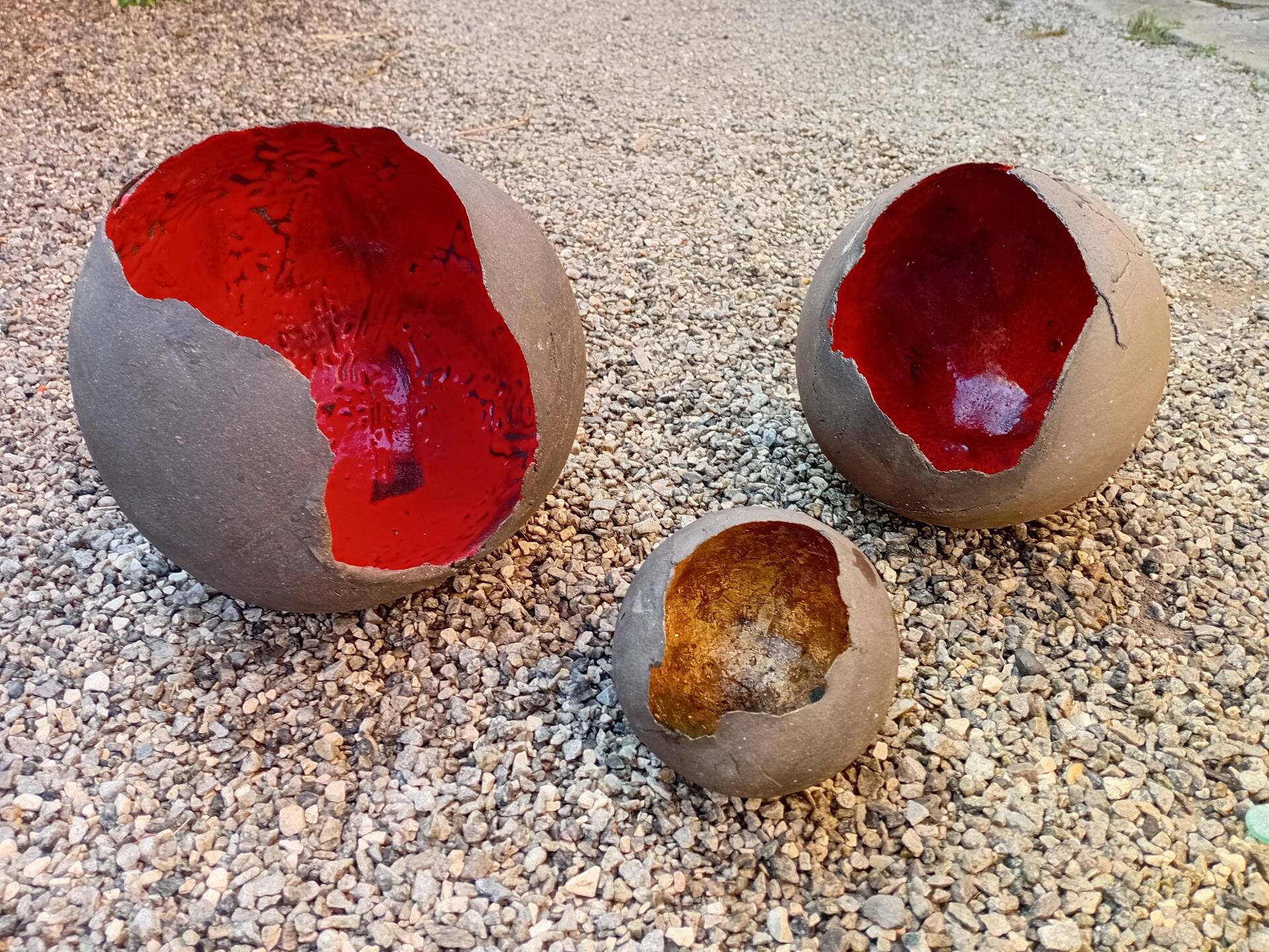 3 vases sculpture grès noir 1960/70