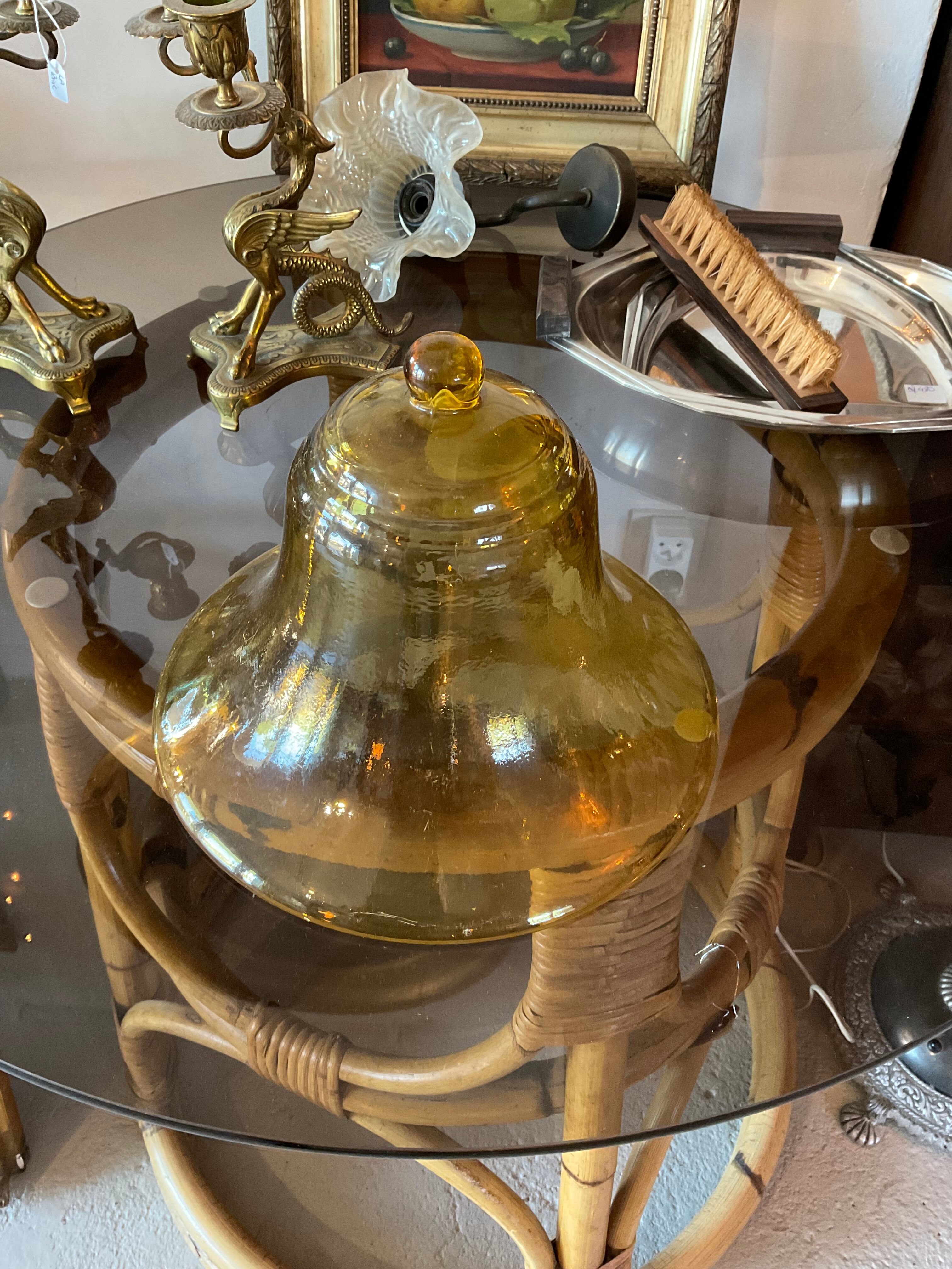 Yellow amber glass bell.old