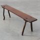 French Primitive Wooden Bench with Splayed Legs, 19th Century