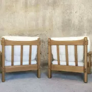 Paire de fauteuils vintage en orme massif