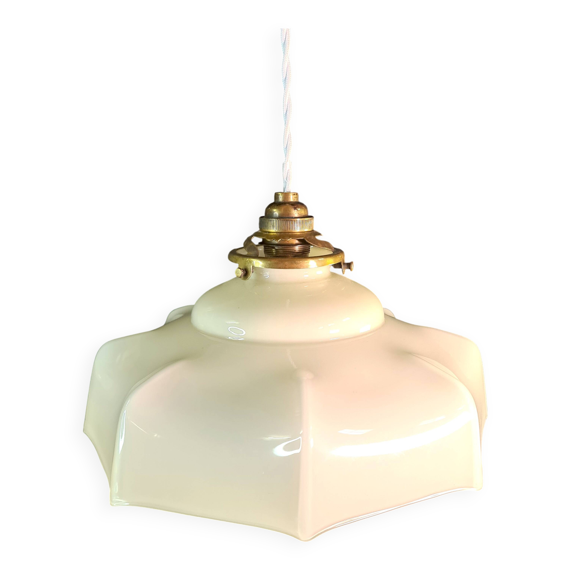Vintage milky white opaline pendant light