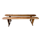 Pair of wooden farm benches