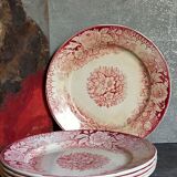 Five plates of earthenware from Pexonne 19th service "flowers"