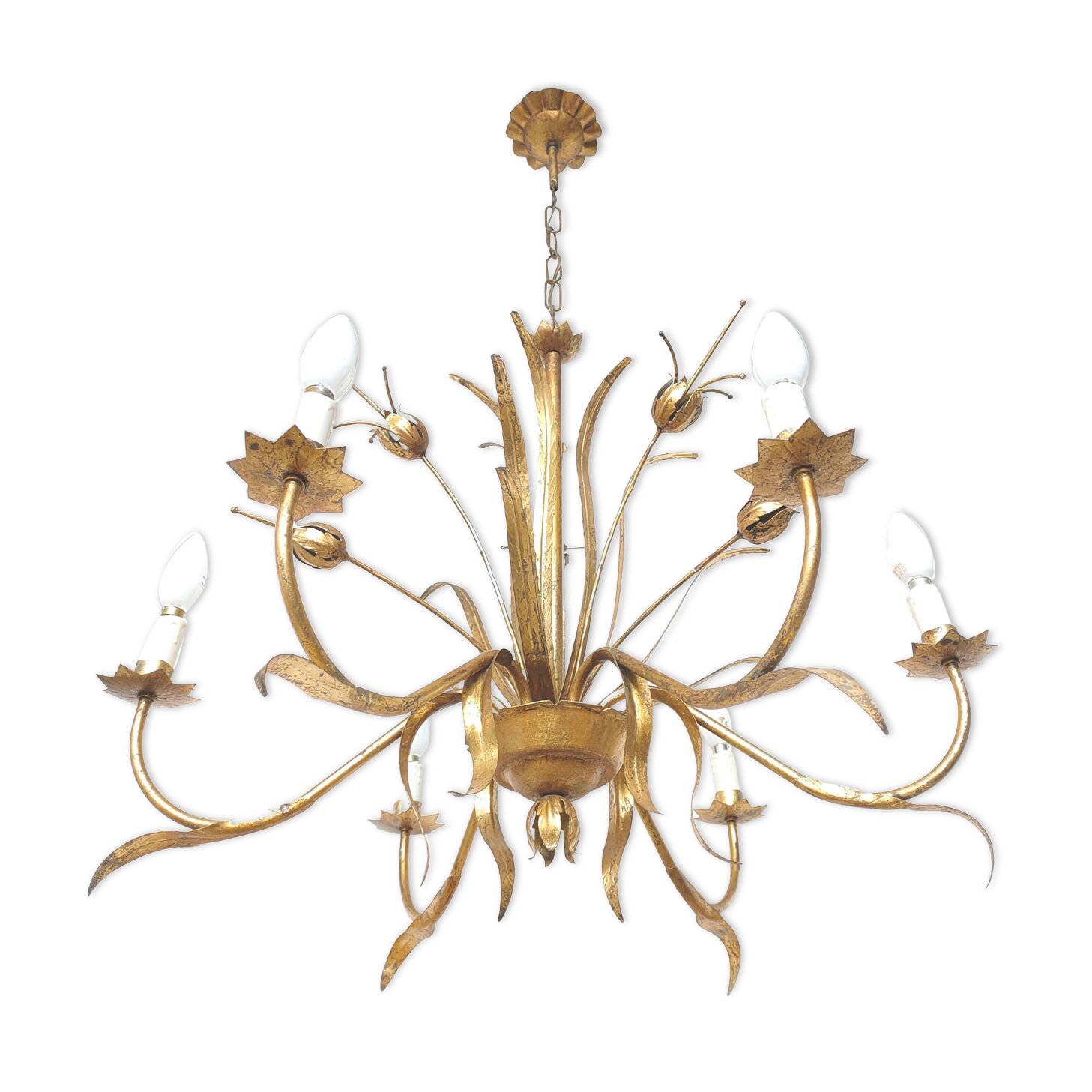 Golden metal leaf and flowers