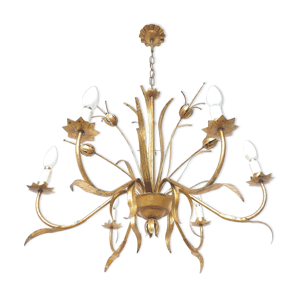 Lustre feuilles et fleurs en métal