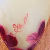 Gallé vase decorated with red roses