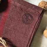 Set of two old tea towels in pure linen tinted in burgundy