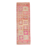 Tapis de couloir turc vintage rose et orange, 103 x 326 cm