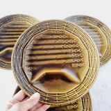 4 Asparagus Barbotine Plates in Sarraguemines ceramic