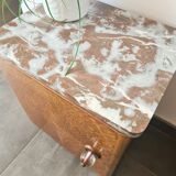 Pair of retro marble and wood bedside tables